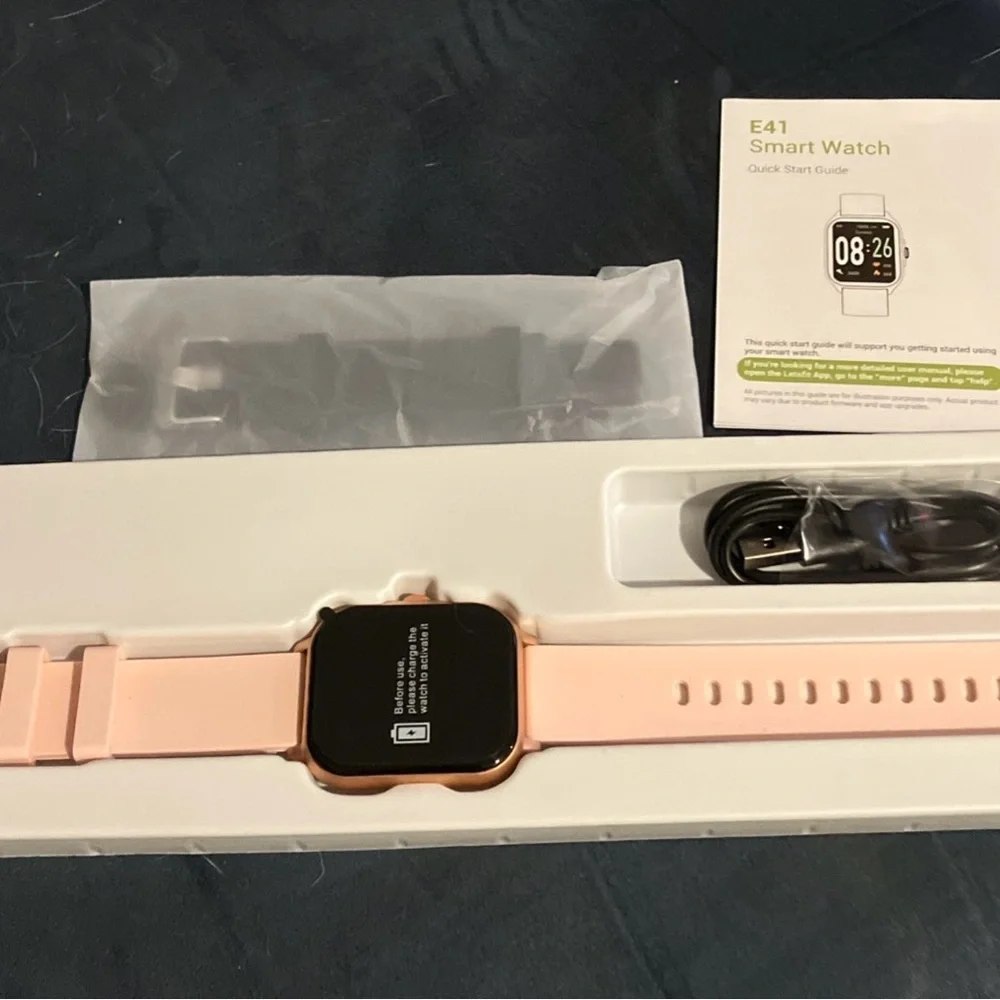 Letsfit Smart Watch Gold Bezel PinkBlack new in open box-Reduced Shipping!